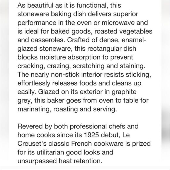 Le Creuset 18cm Rectangular Ceramic Baking Dish- White - Picture 6 of 8